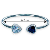 925 Sterling Silver Triangle Blue CZ Bangle For Women - Taraash