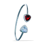 925 Sterling Silver Triangle Red CZ Bangle For Women - Taraash