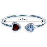 925 Sterling Silver Triangle Red CZ Bangle For Women - Taraash