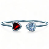 925 Sterling Silver Triangle Red CZ Bangle For Women - Taraash