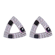 925 Sterling Silver Triangular Shape with Cubic Zirconia Earrings for Women - Taraash