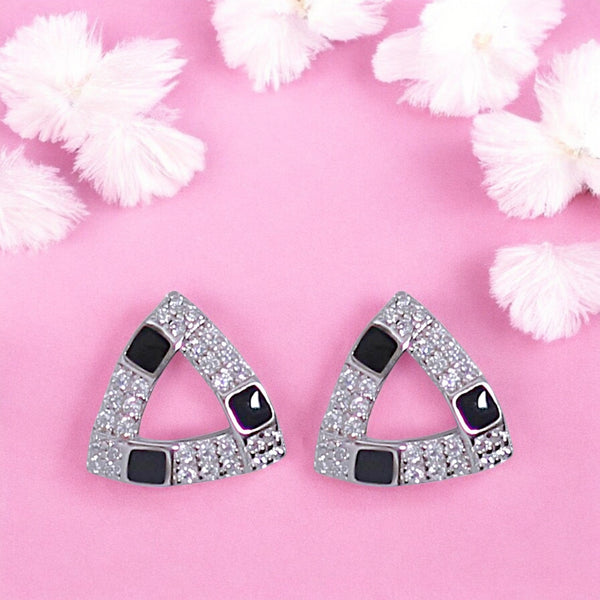 925 Sterling Silver Triangular Shape with Cubic Zirconia Earrings for Women - Taraash