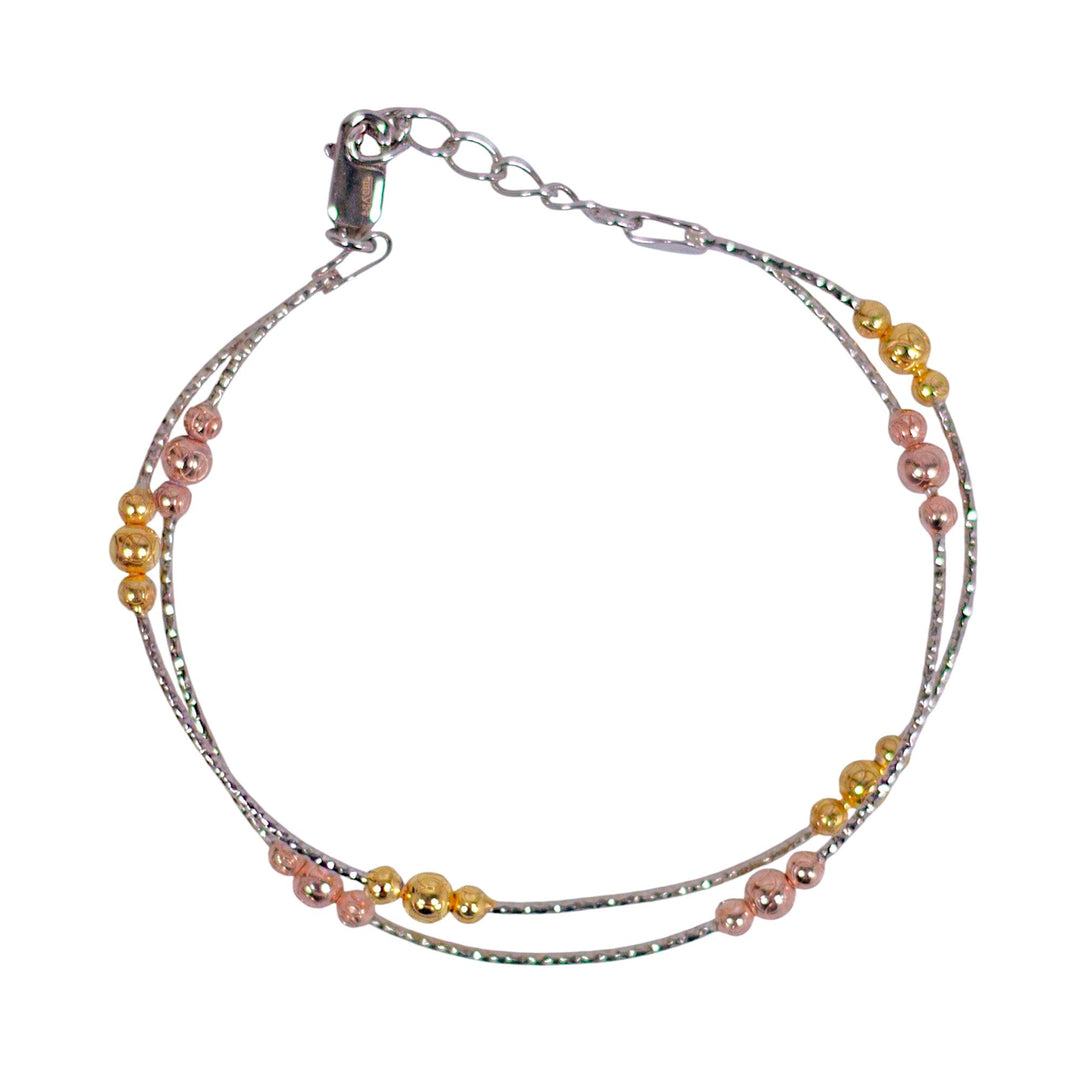 925 Sterling Silver Twist Bangle with Rose Gold and Gold For Women's - Taraash