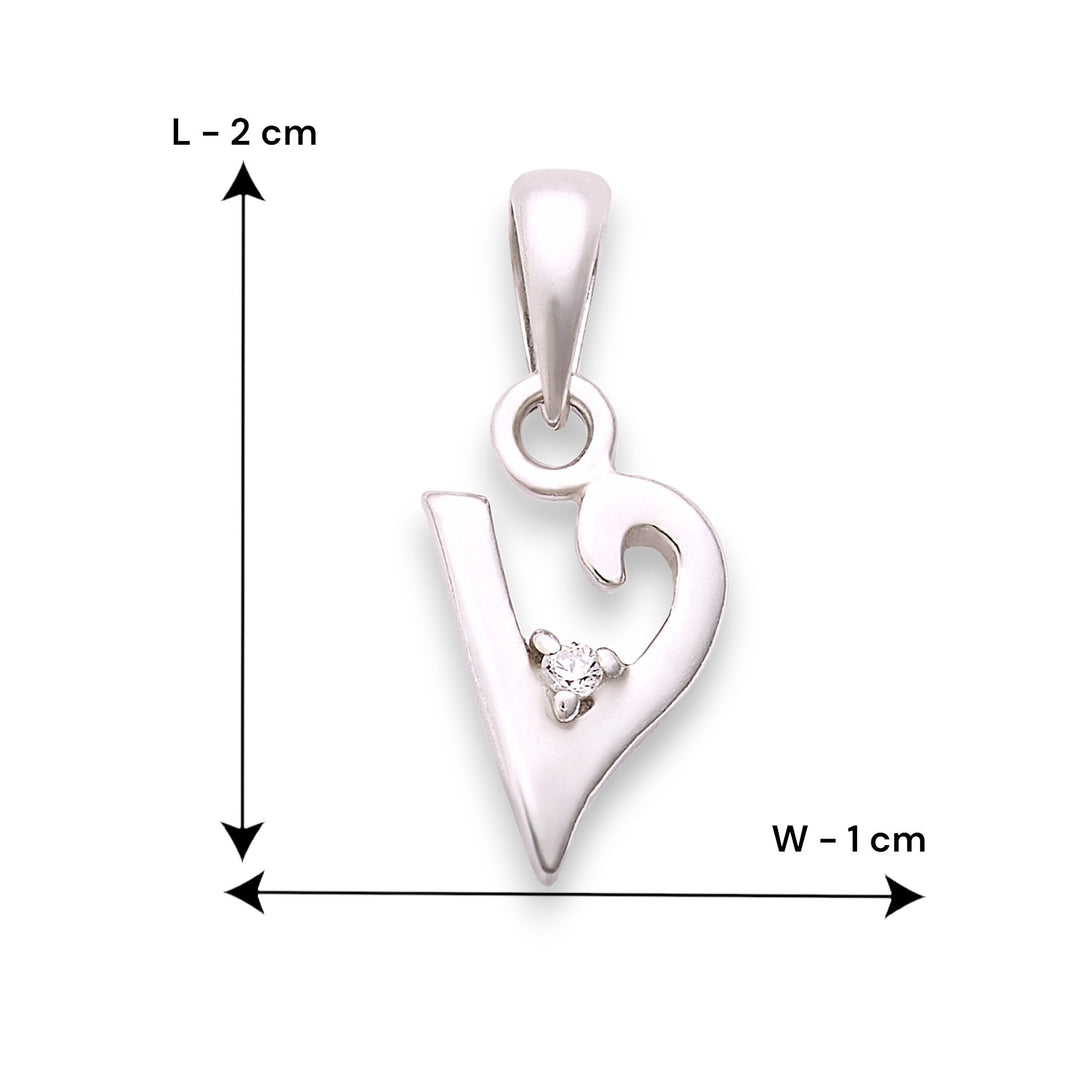 925 Sterling Silver "V" Letter Cz Pendant For Men And Women - Taraash