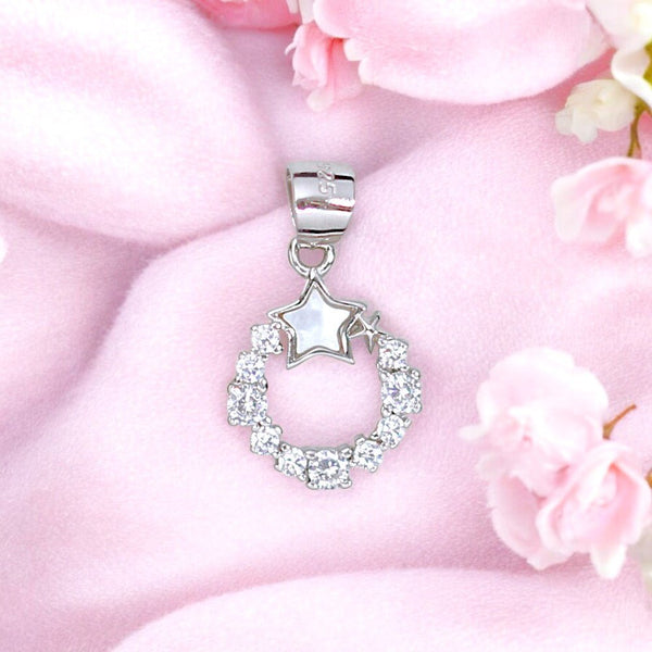 925 Sterling Silver White Mother of Pearl Round Star Pendant for Women - Taraash