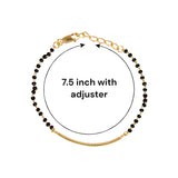 925 Sterling Silver with Gold Plating Sparkling CZ Rich Plate Black Beaded Mangalsutra Bracelet for Women - Taraash