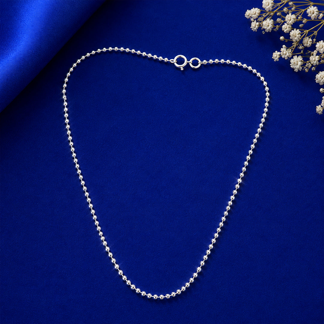 Taraash 925 Sterling Silver Diamond-Cut Bead Ball Chain For Women ABC2006C18IN