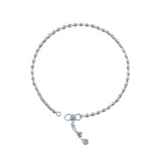 925 Sterling Silver Single Line Plain Ball Ending with Charm Single Anklet For Women/Girl