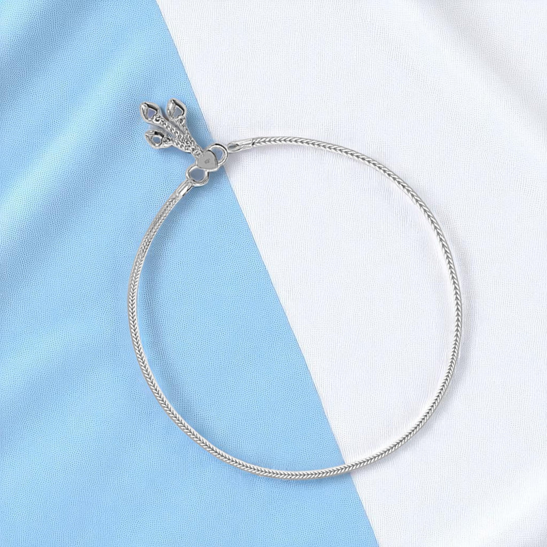 925 Sterling Silver Line Plain Ending with Heart Charm Single Anklet for Women