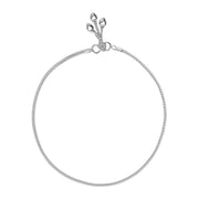 925 Sterling Silver Line Plain Ending with Heart Charm Single Anklet for Women