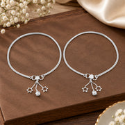 Taraash Single Line Plain Ending with Star Charm 925 Silver Anklet For Women AN0537S