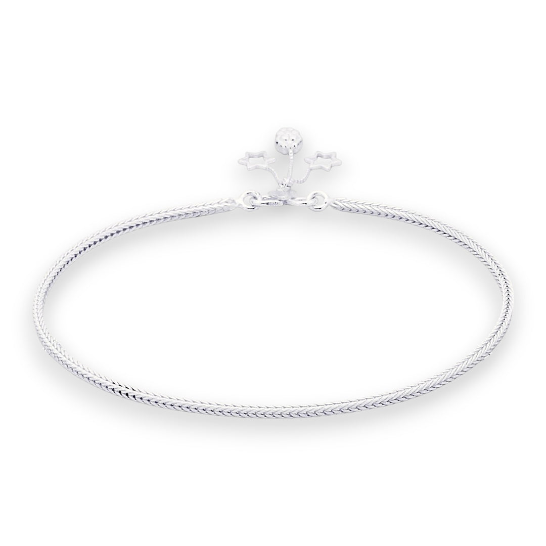 925 Sterling Silver Line Plain Ending with Star Charm Single Anklet for Women