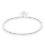 925 Sterling Silver Line Plain Ending with Star Charm Single Anklet for Women