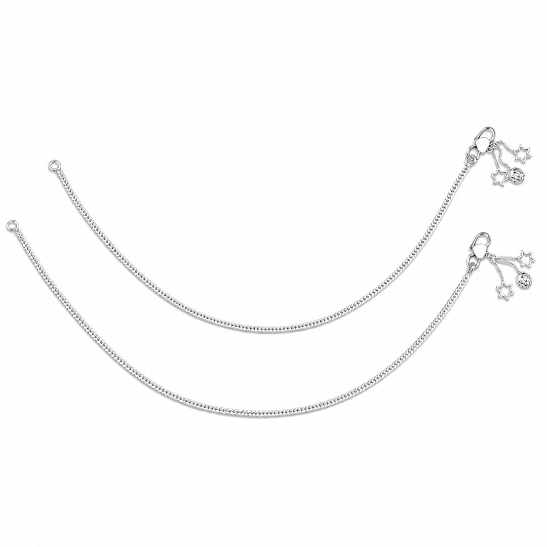 Taraash Single Line Plain Ending with Star Charm 925 Silver Anklet For Women AN0537S