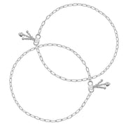 Taraash Single Line Plain Ending with Heart Charm 925 Silver Anklet For Women AN0542S