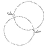 Taraash Single Line Plain Ending with Heart Charm 925 Silver Anklet For Women AN0542S