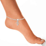 Taraash Single Line Plain Ending with Heart Charm 925 Silver Anklet For Women AN0542S