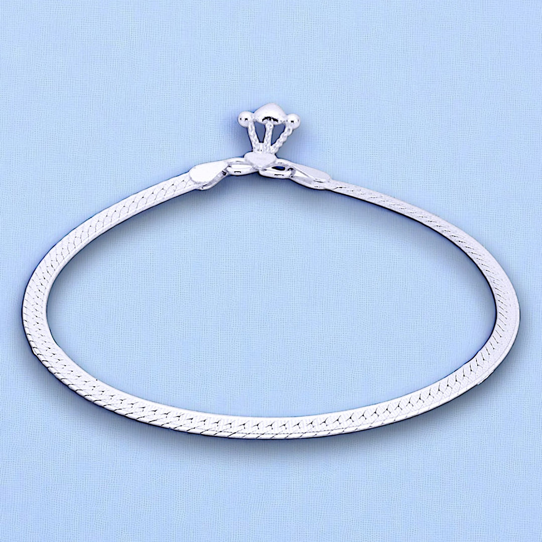 925 Sterling Silver Line Designer Ending with Heart Charm Single Anklet for Women