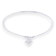925 Sterling Silver Line Plain Ending with Floral Charm Single Anklet for Women