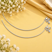 Taraash Single Line Plain Ending with Floral Charm 925 Silver Anklet For Women AN0557S