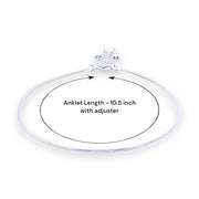 925 Sterling Silver Plain Chain with Floral Charm Single Anklet for Women