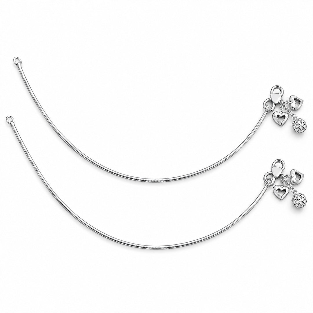 Taraash Single Line Plain Ending with Floral Charm 925 Silver Anklet For Women AN0557S