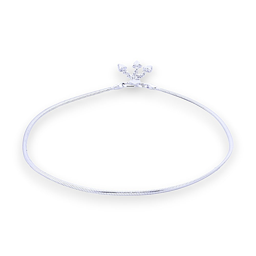 925 Sterling Silver Plain Chain with Charm Single Anklet for Women
