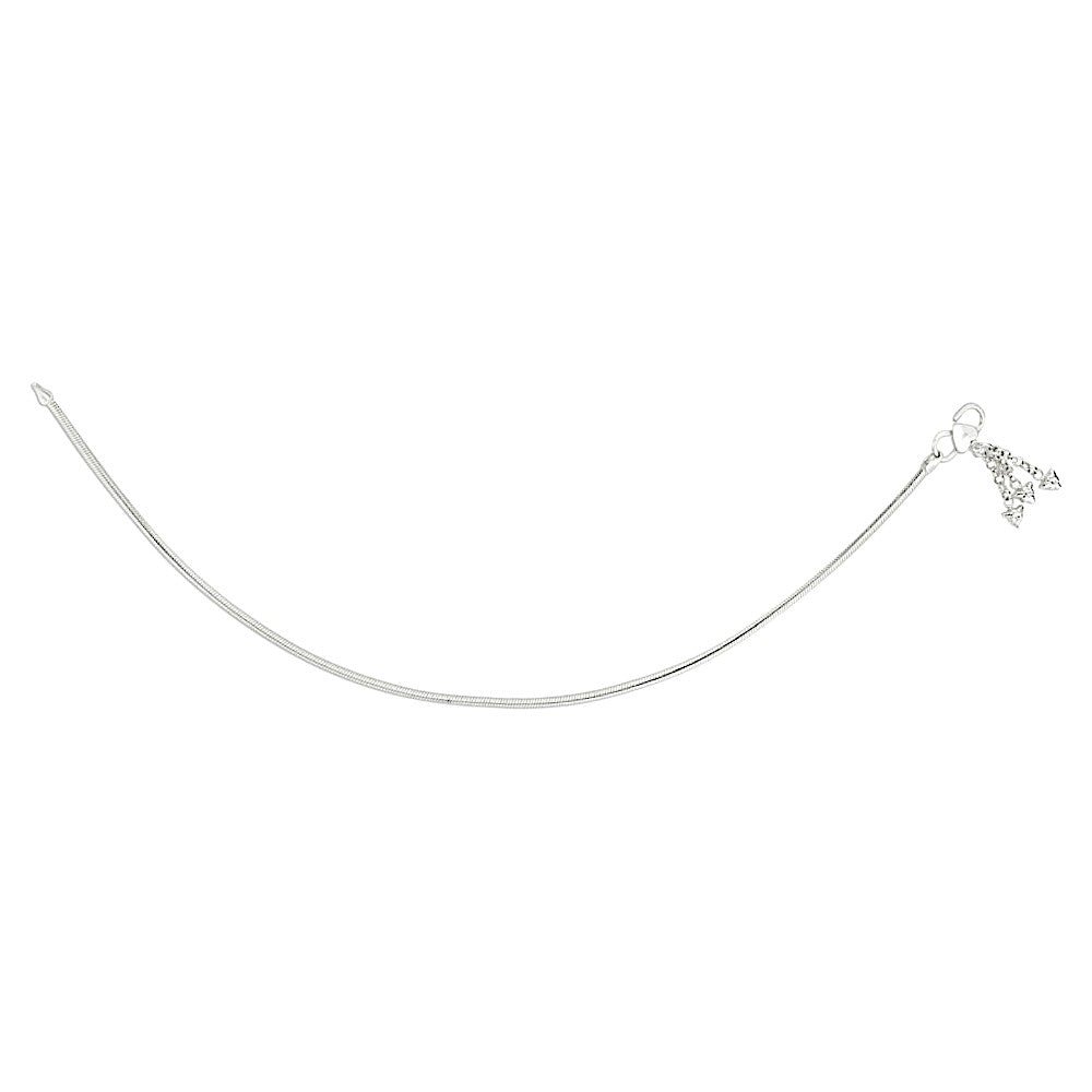 925 Sterling Silver Plain Chain with Charm Single Anklet for Women