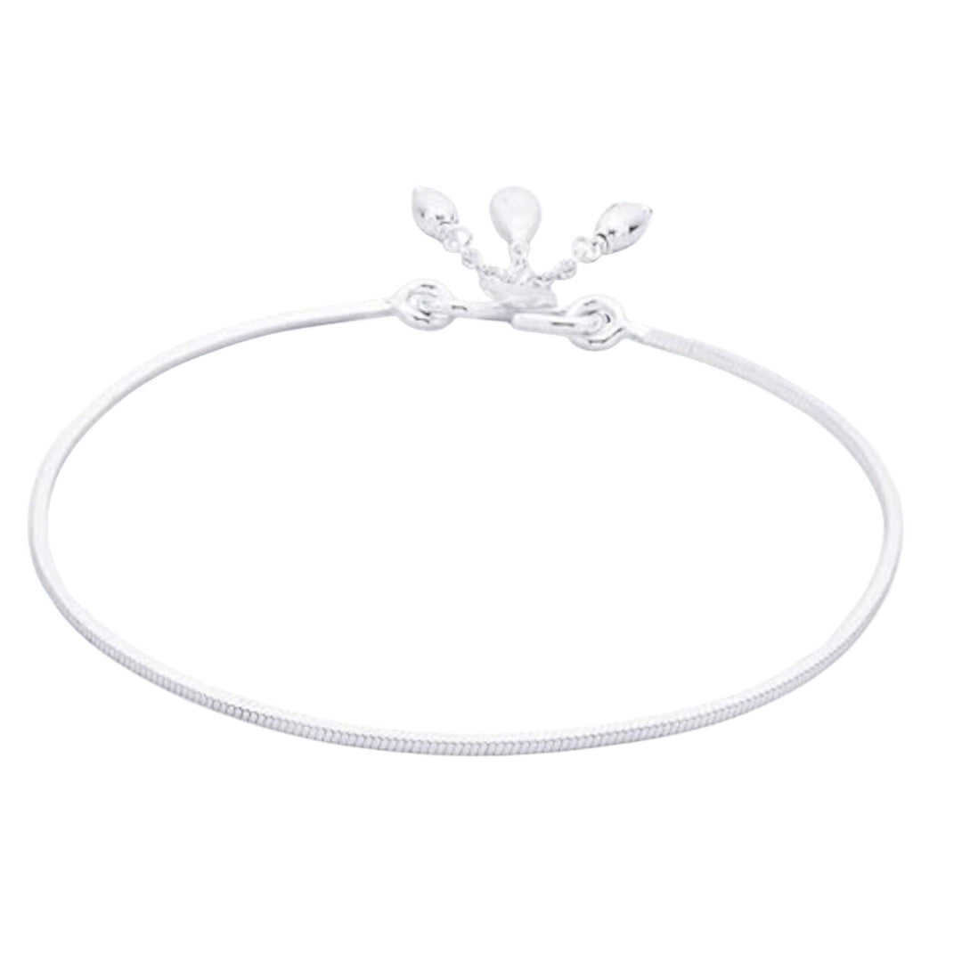 Taraash 925 Sterling Silver Plain Chain with Charm Single Anklets for Women