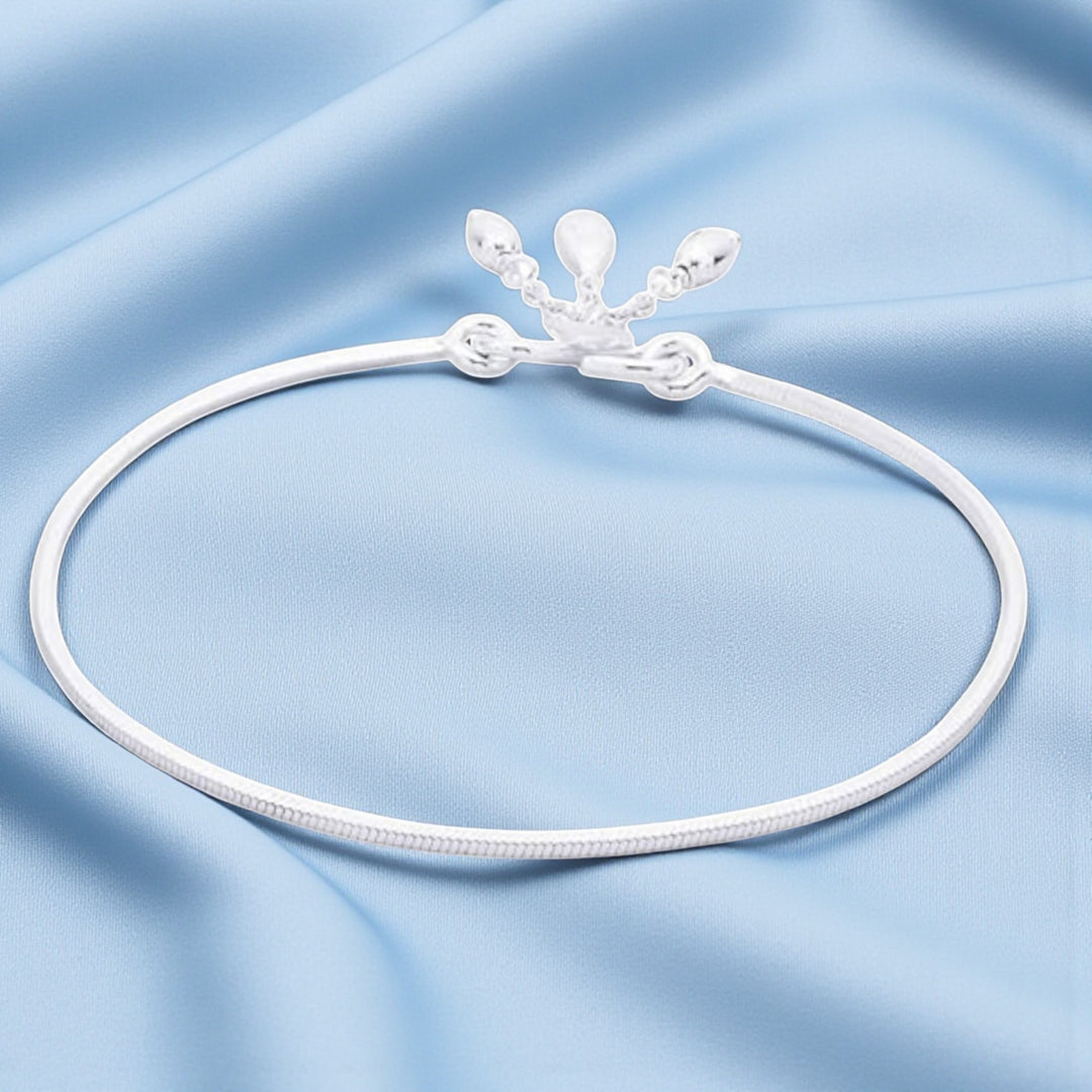 Taraash 925 Sterling Silver Plain Chain with Charm Single Anklets for Women