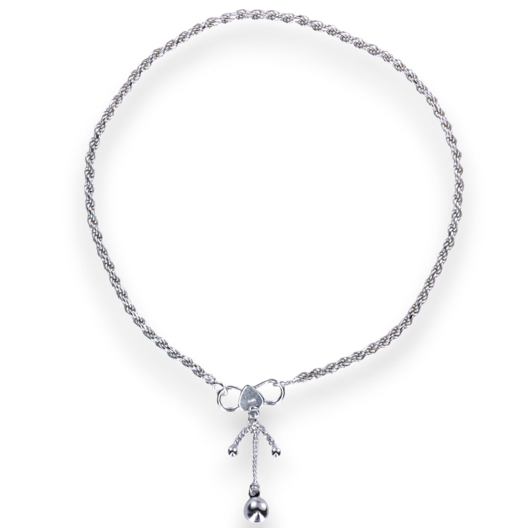 925 Sterling Silver Twisted Line Chain Single Anklet for Women