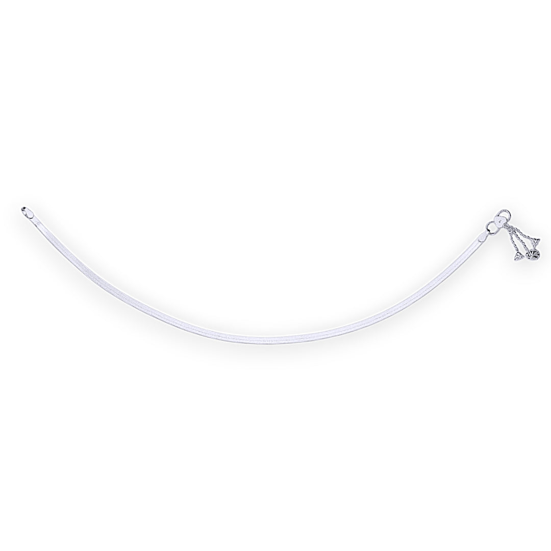 925 Sterling Silver Plain Chain with Charm Single Anklet for Women