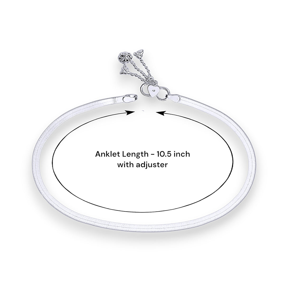 925 Sterling Silver Plain Chain with Charm Single Anklet for Women