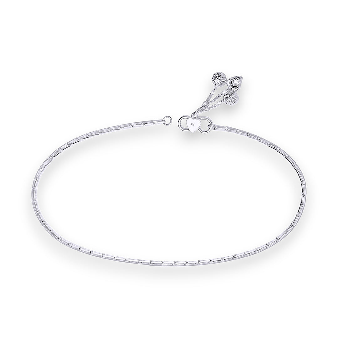 925 Sterling Silver Cutwork Line Chain with Charm Single Anklet for Women