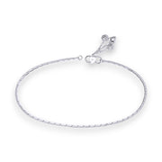 925 Sterling Silver Cutwork Line Chain with Charm Single Anklet for Women