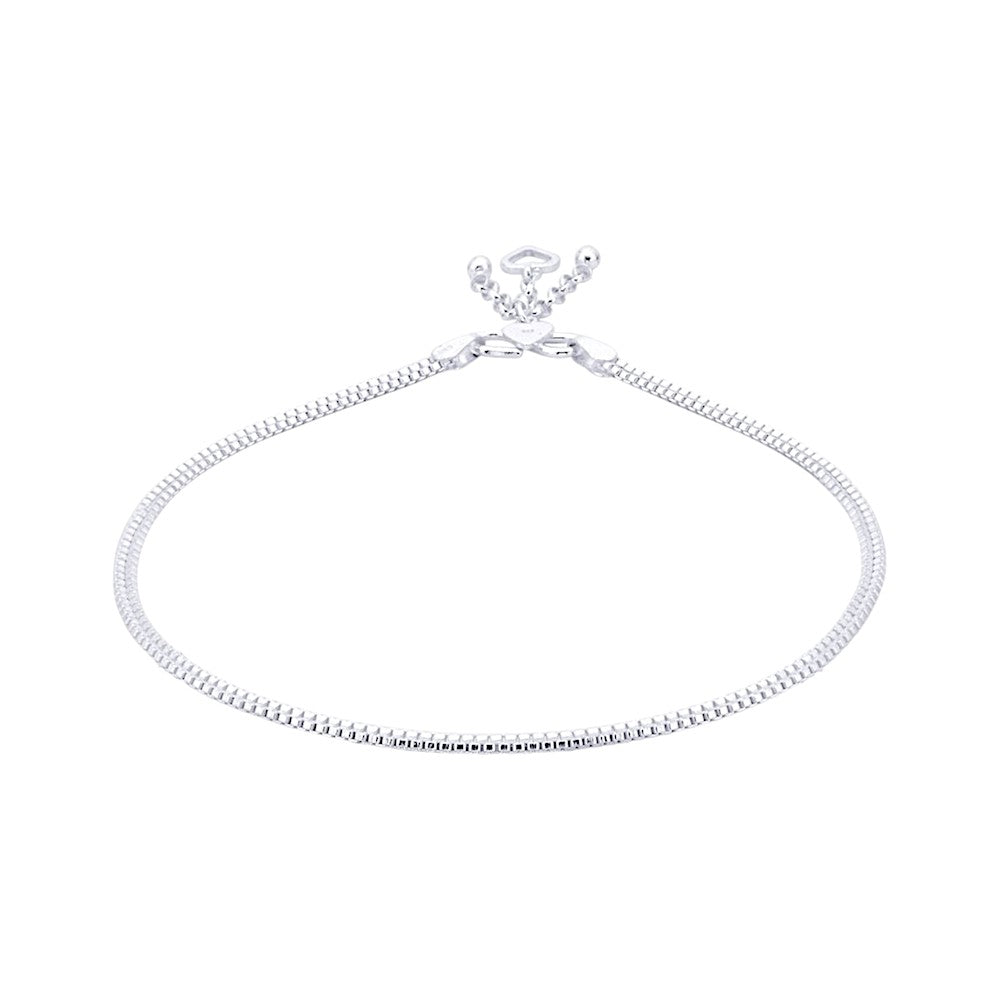 925 Sterling Silver Box Chain with Charm Single Anklet for Women