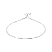 925 Sterling Silver Box Chain with Charm Single Anklet for Women