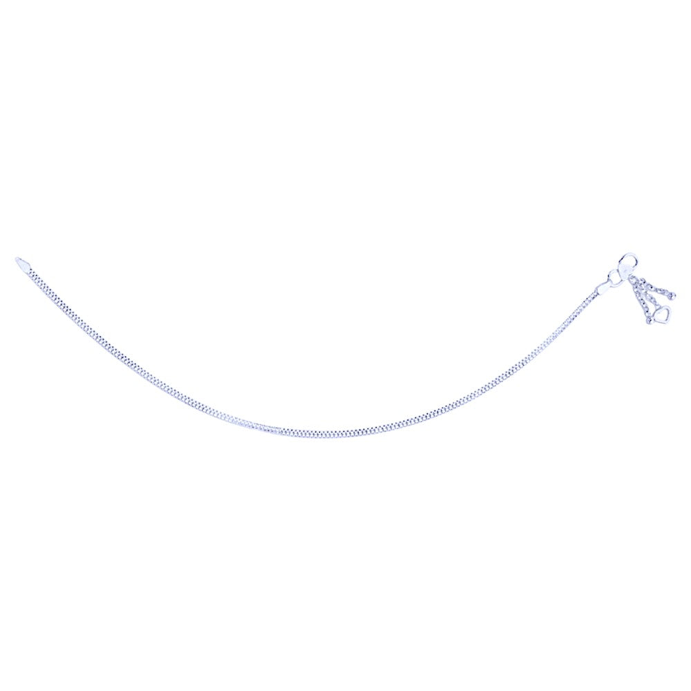 925 Sterling Silver Box Chain with Charm Single Anklet for Women