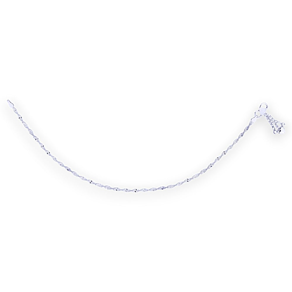 925 Sterling Silver Twisted Chain with Charm Single Anklet for Wome