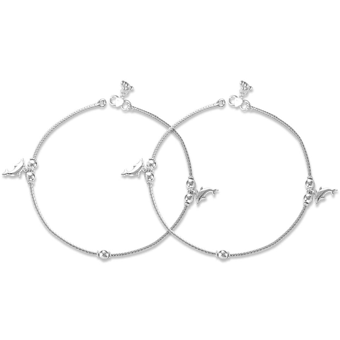 Taraash Sterling Silver Dolphin Design Anklet For Women