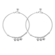 Taraash 925 Silver Dangling Heart Anklet For Women