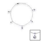 Load image into Gallery viewer, 925 Sterling Silver Heart &amp; CZ Charms Single Anklet For Women