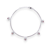 925 Sterling Silver Heart Charm with CZ Stone Single Anklet for Women