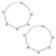 925 Sterling Silver Heart Charm with CZ Stone Anklet for Women
