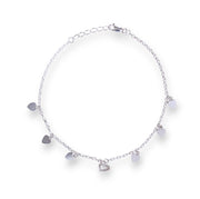925 Sterling Silver Heart Charms Single Anklet For Women
