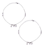 Load image into Gallery viewer, 925 Sterling Silver Beaded Heart Charm Chain Anklets for Women
