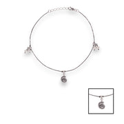 925 Sterling Silver Sea Shell Pearl Charm Antique Finish Single Anklet for Women