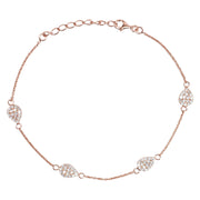 925 Sterling Silver Teardrop-Shaped Rose-Gold Plated Single Anklet For Women