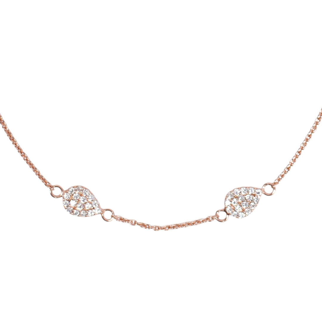925 Sterling Silver Teardrop-Shaped Rose-Gold Plated Single Anklet For Women