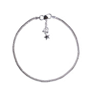 925 Sterling Silver Box Design with Star & Beads Anklet For women